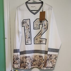 White and Gray Jersey Shirt with Number Design